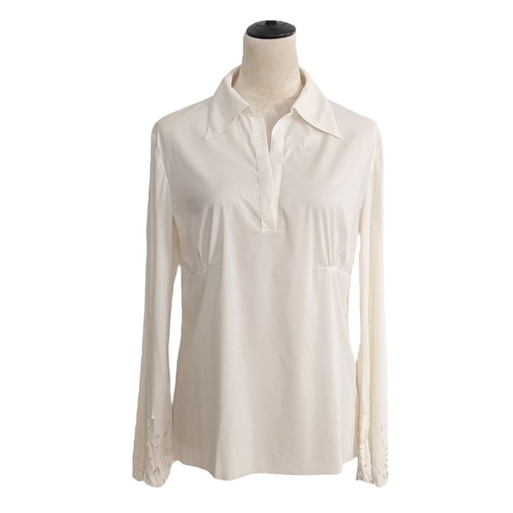 Philosophy di Alberta Ferretti White Collared Womens Blouse Sz. US 8/44 Italy